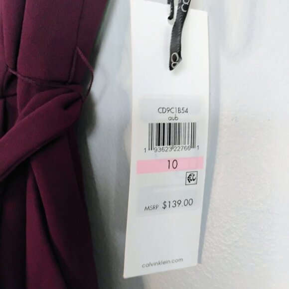 NWT Calvin Klein Purple Belted Jumpsuit Romper Women's Size 10 Side Pockets - Picture 5 of 10